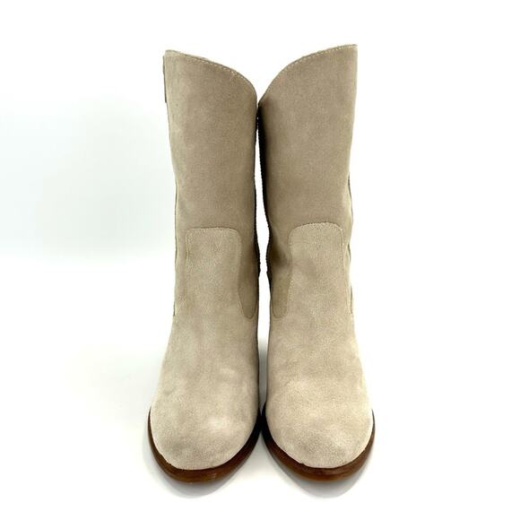 Ugg Lynda Western Boot Size 11 Natural Suede Sheepskin Fur Lined Cuban High Heel - Picture 9 of 15